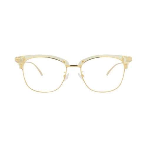 Bottega Veneta Round-Frame Acetate Optical Frames Beige Gold Transparent (BV1011OA-30008317-004)