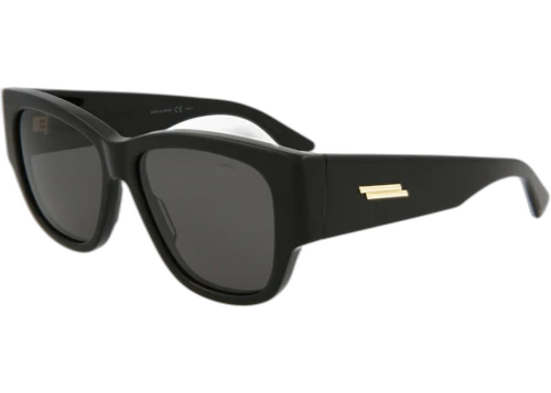Bottega Veneta Rectangle Sunglasses Black/Black/Grey (BV1026S-30008355-001)