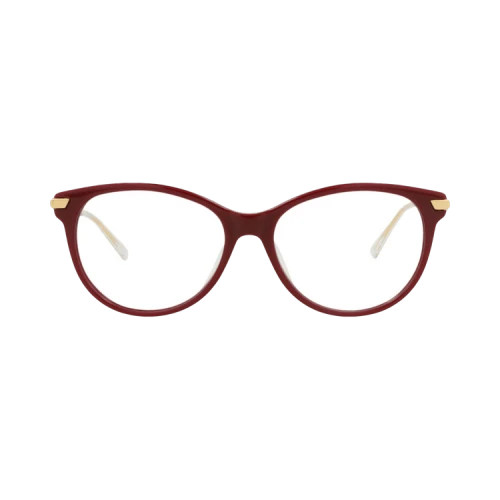 Bottega Veneta Round-Frame Acetate Optical Frames Burgundy Gold Transparent (BV1039O-30008542-004)