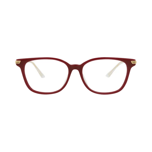 Bottega Veneta Square-Frame Acetate Optical Frames Burgundy Gold Transparent (BV1074OA-30009055-004)