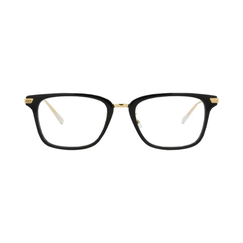 Bottega Veneta Square-Frame Acetate Optical Frames Black Gold Transparent (BV1075OA-30009058-001)