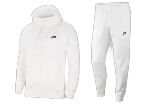 Nike Sportswear Club Fleece Full-Zip Hoodie & Joggers Set White/White/Black
