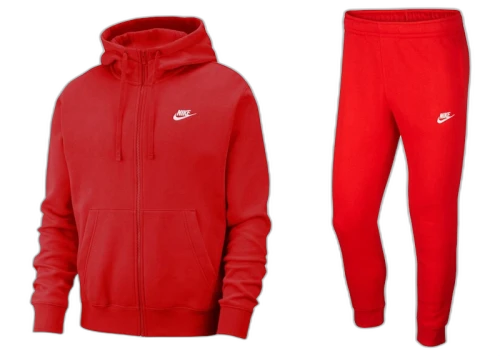 Nike Sportswear Club Fleece Full-Zip Hoodie & Joggers Set University Red/University Red/White