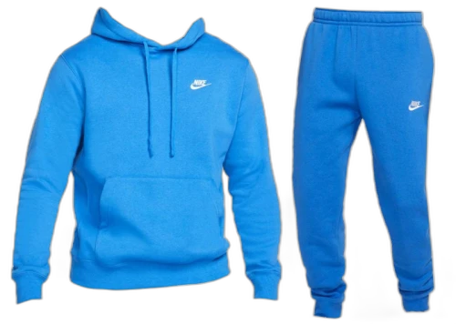 Nike Sportswear Club Fleece Full-Zip Hoodie & Joggers Set Signal Blue/Signal Blue/White