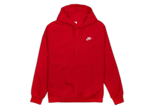 Nike Sportswear Club Fleece Pullover Hoodie Red/White