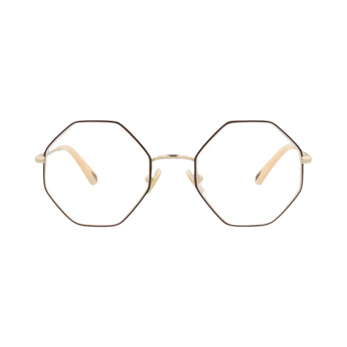 Chloé Square-Frame Metal Optical Frames 'Burgundy Gold Transparent'