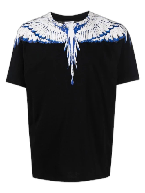 Marcelo Burlon Wings Print T-Shirt Black/White/Blue