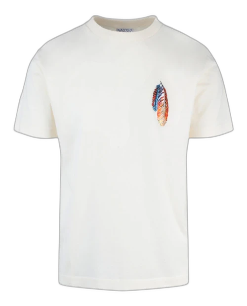 Marcelo Burlon Feathers Crewneck T-shirt Ecru
