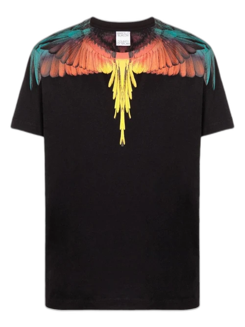Marcelo Burlon Wings Print T-Shirt Black/Blue/Orange