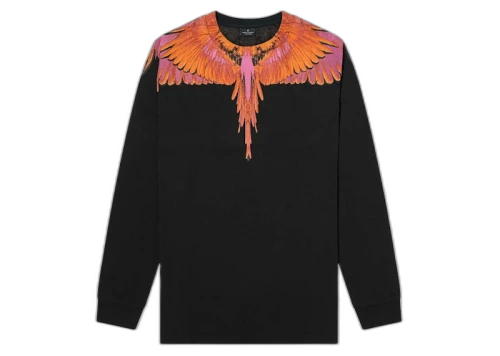Marcelo Burlon L/S Wing Tee Black Red Orange