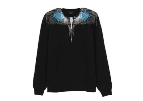 Marcelo Burlon Wing Crewneck Sweatshirt Black Blue Silver