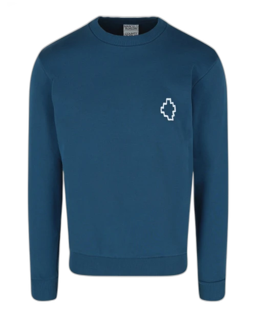Marcelo Burlon Tempra Cross Crewneck Sweatshirt Blue