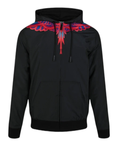 Marcelo Burlon Curved Wings-Print Hoodie Black