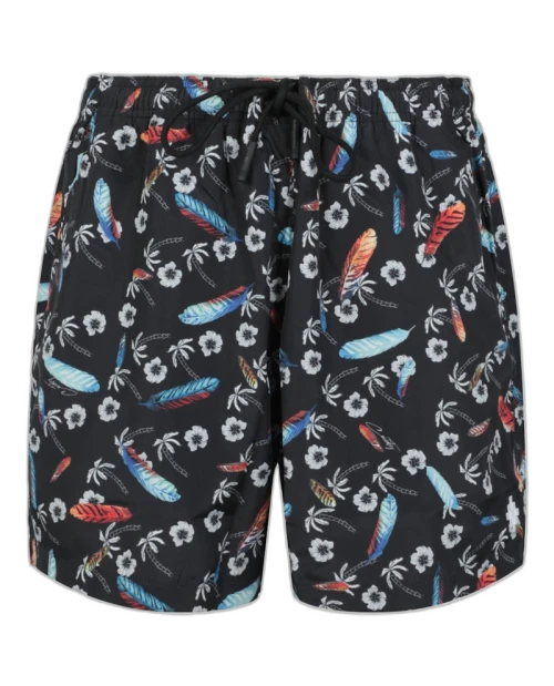 Marcelo Burlon Cross Hawaiian Print Swim Short Black