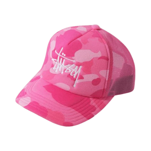 Stussy x BAPE Trucker Cap 'Pink'