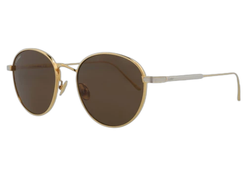 Cartier Round Sunglasses Gold/Gold/Brown (CT0009S-30002131-005)