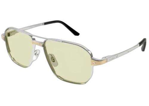 Cartier Santos de Cartier Sunglasses Silver/Yellow (CT0424S-005-FR)