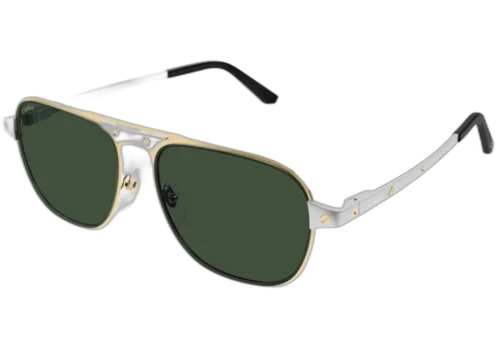 Cartier Santos de Cartier Sunglasses Gold/Silver/Green (CT0532S-002-FR)