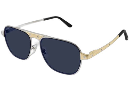 Cartier Santos de Cartier Sunglasses Silver/Gold/Blue (CT0532S-003-FR)