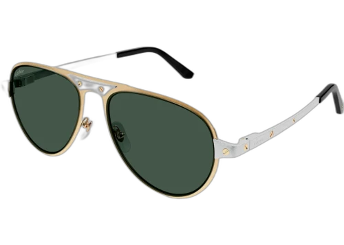 Cartier Santos de Cartier Sunglasses Gold/Silver/Green (CT0533S-002-FR)
