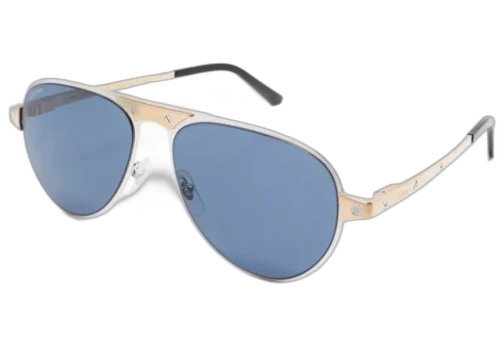 Cartier Santos de Cartier Sunglasses Silver/Gold/Blue (CT0533S-003-FR)