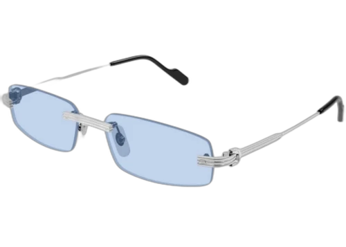 Cartier Premiere de Cartier Sunglasses Silver/Light Blue/Blue (CT0535S-005-FR)