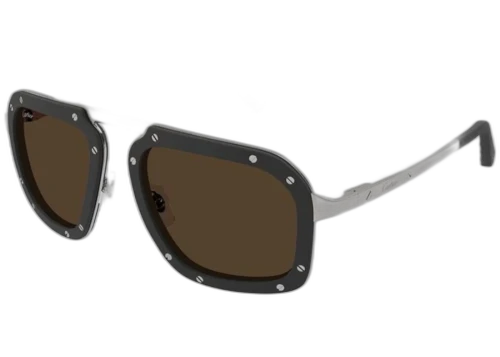 Cartier Santos de Cartier Sunglasses Grey/Ruthenium/Brown (CT0573S-003-FR)
