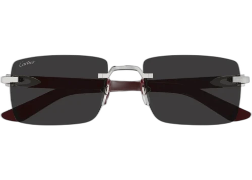 Cartier Decor C de Cartier Sunglasses Silver/Burgundy/Smoke (CT0579S-006-FR)