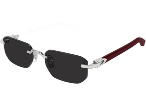 Cartier Decor C de Cartier Sunglasses Silver/Burgundy/Smoke (CT0622S-002-FR)