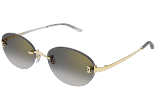 Cartier Signature C de Cartier Sunglasses Gold/Grey (CT0642SA-001-FR)