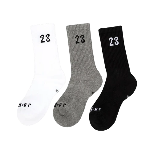 Air Jordan Essentials Crew Socks (3 Pairs) 'Black/Grey/White'
