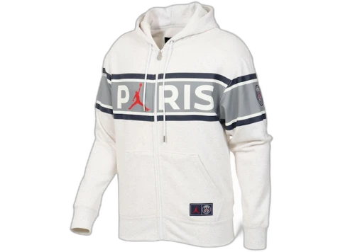 Jordan PSG Zip Up Hoodie Birch Heather/University Red