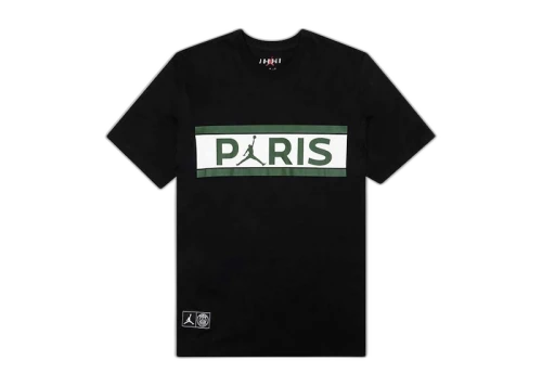 Jordan x PSG Paris Saint Germain Wordmark T-Shirt Black/Noble Green/White