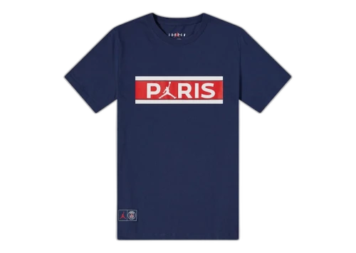 Air Jordan x Paris Saint-Germain Block Logo T-Shirt Midnight Navy/Red/White
