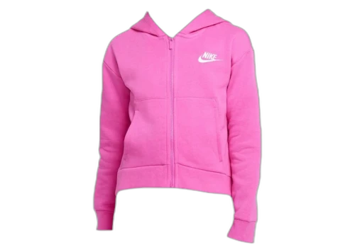 Nike Sportswear Kids Club Fleece Full-Zip Hoodie Active Fuchsia/White