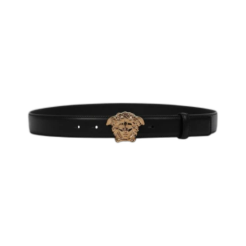 Versace La Medusa Buckle Leather Belt Black/Gold