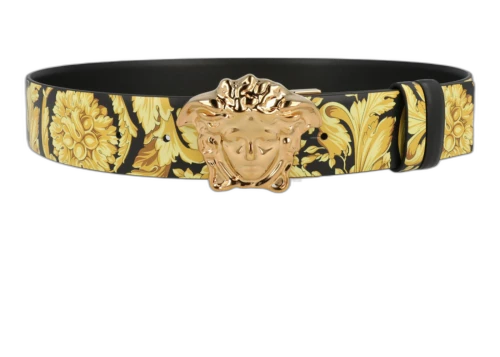 Versace La Medusa Reversible Leather Belt Gold-tone Black