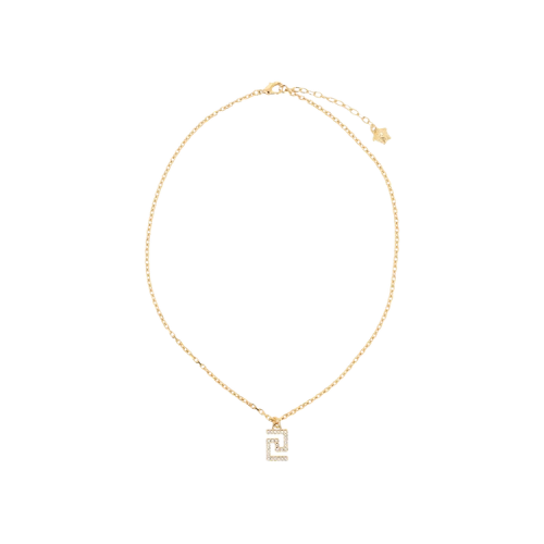 Versace Crystal Embellished Greca Necklace Gold