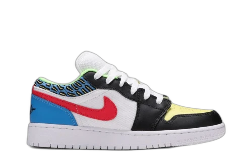 Air Jordan 1 Low Black Light Fusion Red Blue GS