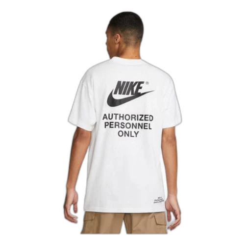 Nike Back Brand Logo Printing Round Neck Short Sleeve White T-Shirt