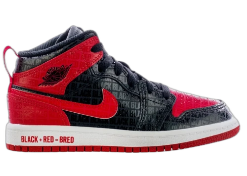 Jordan 1 Mid Black Red Bred (PS)