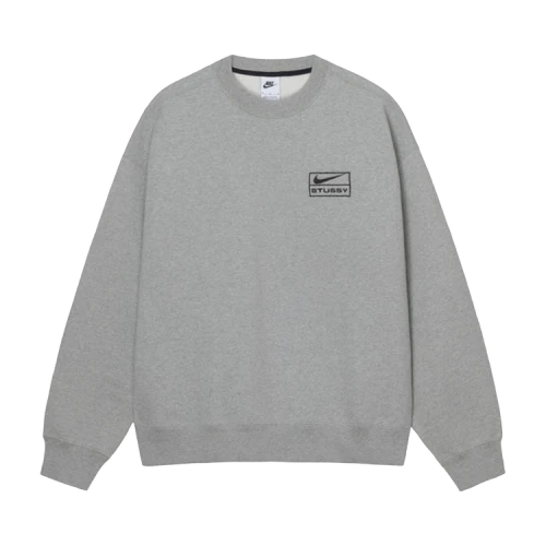Stussy x Nike Acid Wash Fleece Crew 'Grey Heather'
