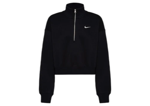 Nike Women's Phoenix Fleece Oversized 1/2-Zip Crop Fleece Sweatshirt Black/Sail
