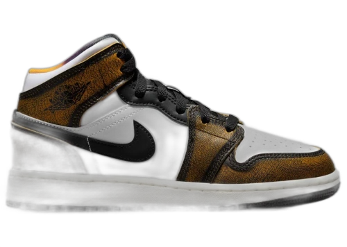 Jordan 1 Mid SE Orange Wear Away (PS)