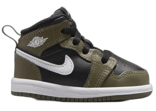 Jordan 1 Mid Black Medium Olive White (TD)