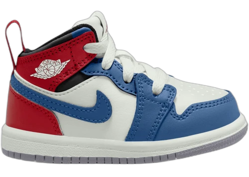 Jordan 1 Mid True Blue Varsity Red (TD)