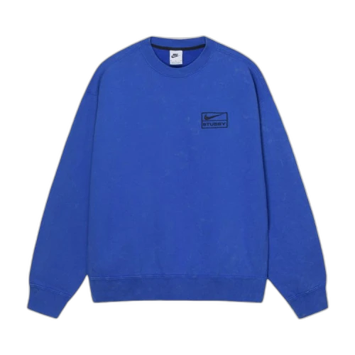 Stussy x Nike Acid Wash Fleece Crew 'Blue'