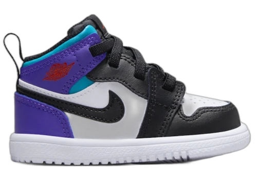 Jordan 1 Mid ALT White Bright Concord True Red Black (TD)