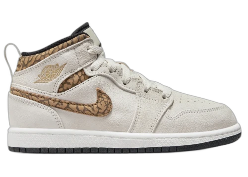 Jordan 1 Mid SE Light Orewood Brown White Light British Tan Metallic Gold (PS)