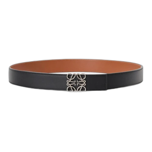 LOEWE Cow Leather Belts Men's Black/Caramel Brown Width 4cm